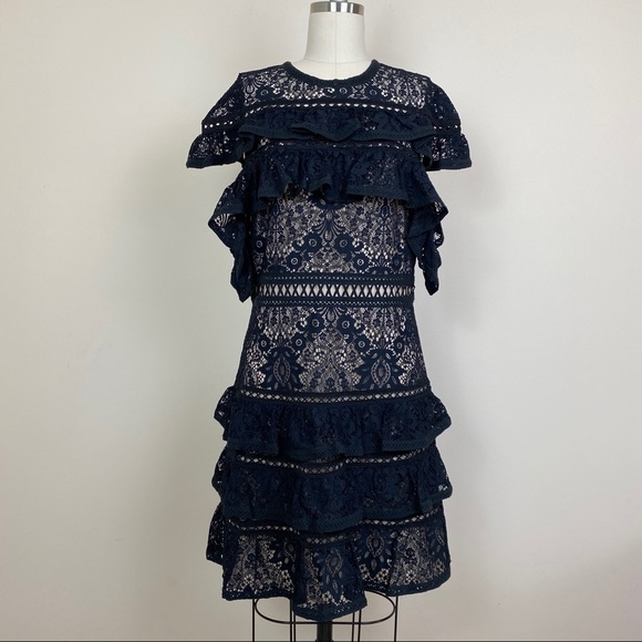 Alice + Olivia Dresses & Skirts - ✨HP✨ Alice + Olivia Jolie Tiered Ruffle Lace Dress